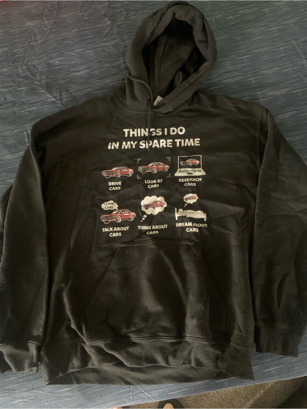 Black Men's Graphic Hoodie - Car Enthusiast Design